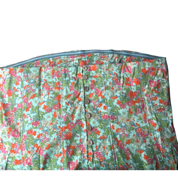 Free People Made Me Smile Strapless Floral Dress Pleated Skirt Button Back XL - Picture 5 of 14